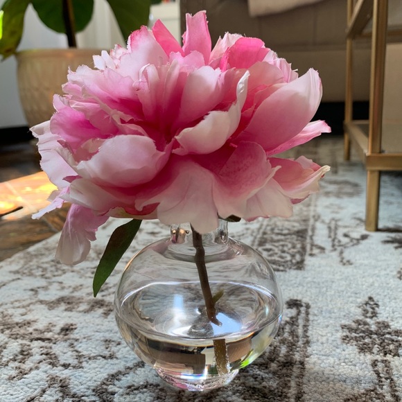7" Faux Peony in Bubble Vase - Picture 3 of 5